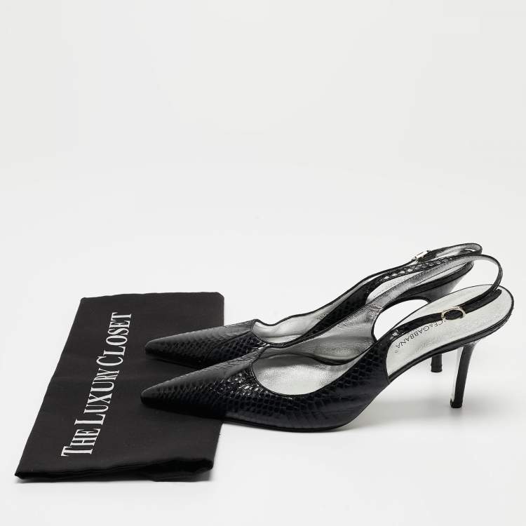 Pre Owned Dolce & Gabbana Black Python Slingback Pumps Size 39
