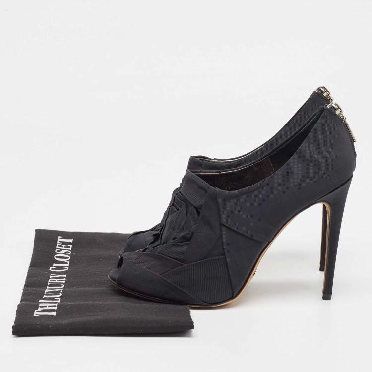 Pre Owned Dolce & Gabbana Black Grosgrain Peep Toe Booties Size 40