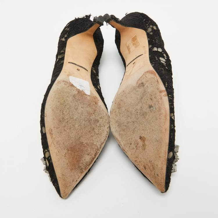 Pre Owned Dolce & Gabbana Black Lace Bellucci Pumps Size 37