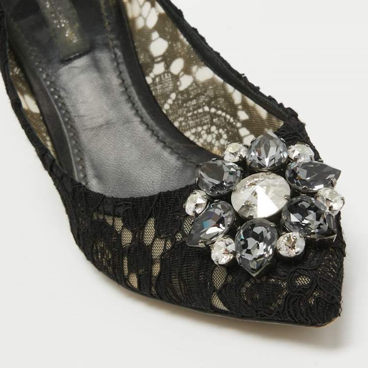 Pre Owned Dolce & Gabbana Black Lace Bellucci Pumps Size 37
