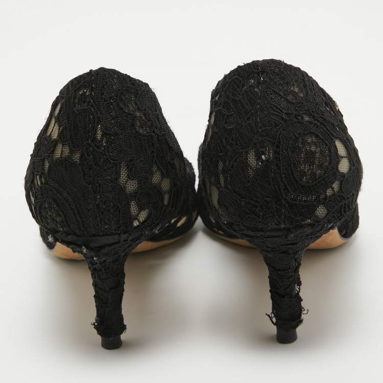 Pre Owned Dolce & Gabbana Black Lace Bellucci Pumps Size 37