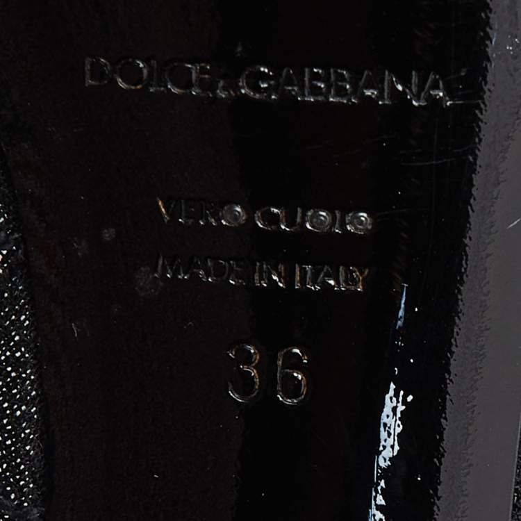 Pre Owned Dolce & Gabbana Black Lace Bow Peep Toe Platform Pumps Size 36