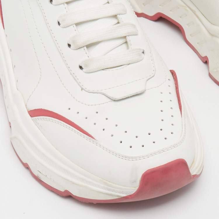 Pre Owned Dolce & Gabbana White/Pink Leather Daymaster Sneakers Size 41