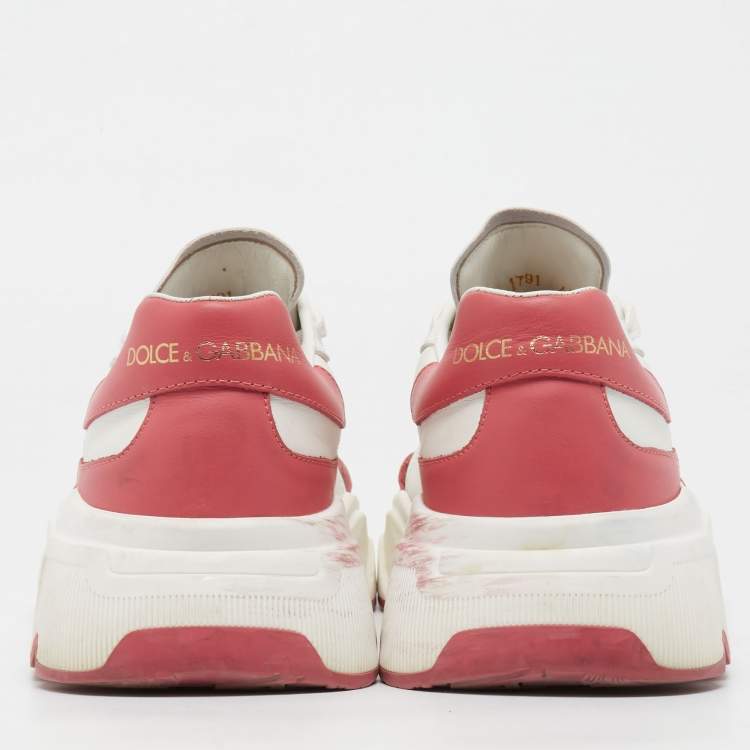 Pre Owned Dolce & Gabbana White/Pink Leather Daymaster Sneakers Size 41