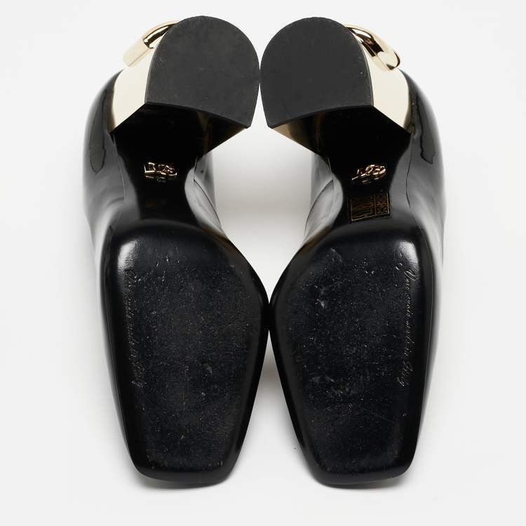 Pre Owned Dolce & Gabbana Black Patent Leather Jackie Block Heel Pumps Size 39