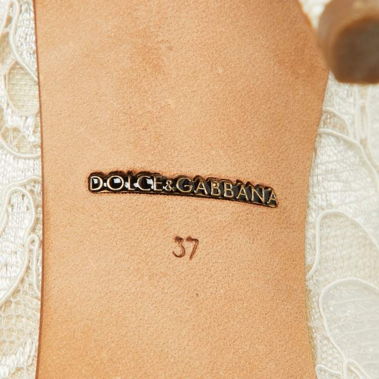 مملوكة مسبقًا Dolce & Gabbana Off White Lace and Mesh Bellucci Pumps Size 37