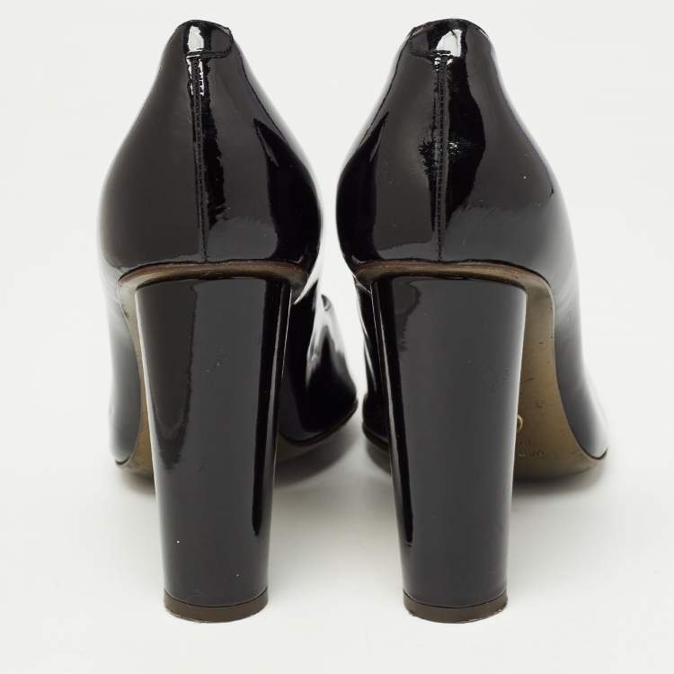 Pre Owned Dolce & Gabbana Black Patent Leather Round Toe Pumps Size 40