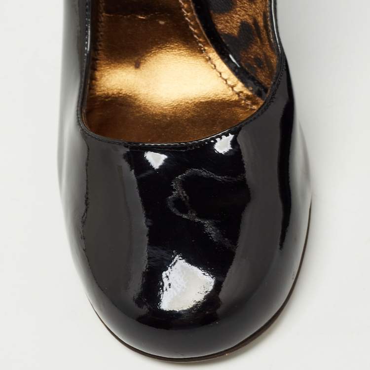 Pre Owned Dolce & Gabbana Black Patent Leather Round Toe Pumps Size 40