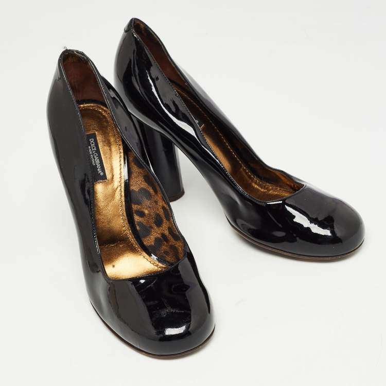 Pre Owned Dolce & Gabbana Black Patent Leather Round Toe Pumps Size 40
