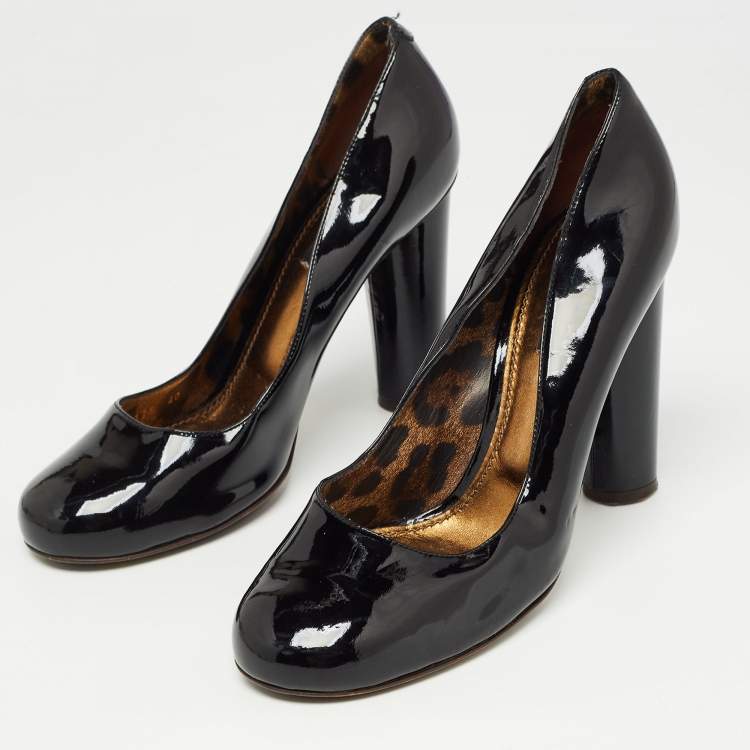 Pre Owned Dolce & Gabbana Black Patent Leather Round Toe Pumps Size 40