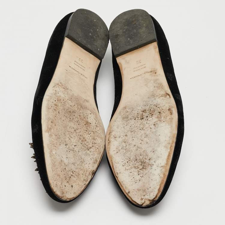 Pre Owned Dolce & Gabbana Black Embroidered Velvet Smoking Slippers Size 38