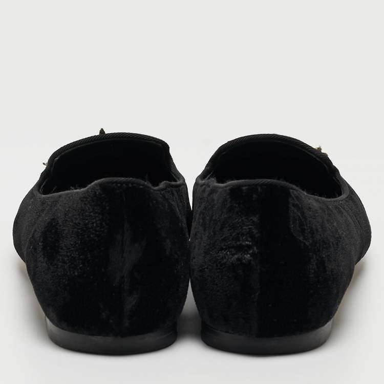 Pre Owned Dolce & Gabbana Black Embroidered Velvet Smoking Slippers Size 38