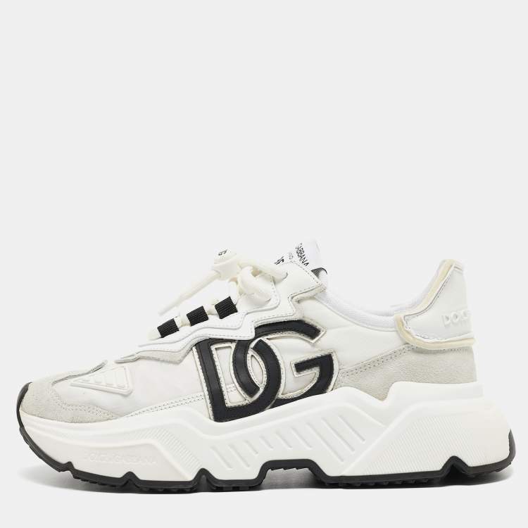 Pre Owned Dolce & Gabbana White Nylon and Leather Daymaster Sneakers Size 38