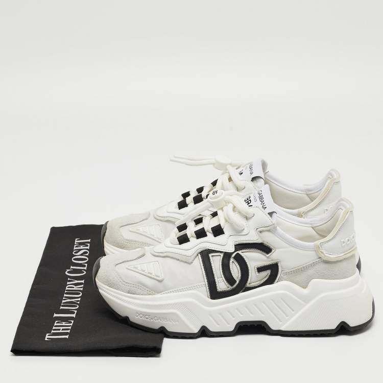 Pre Owned Dolce & Gabbana White Nylon and Leather Daymaster Sneakers Size 38