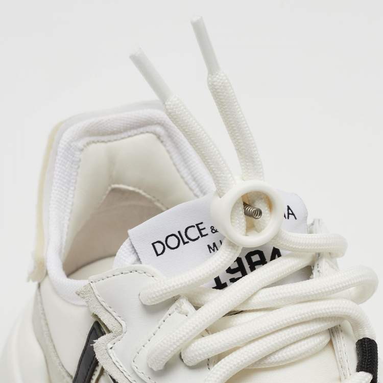 Pre Owned Dolce & Gabbana White Nylon and Leather Daymaster Sneakers Size 38