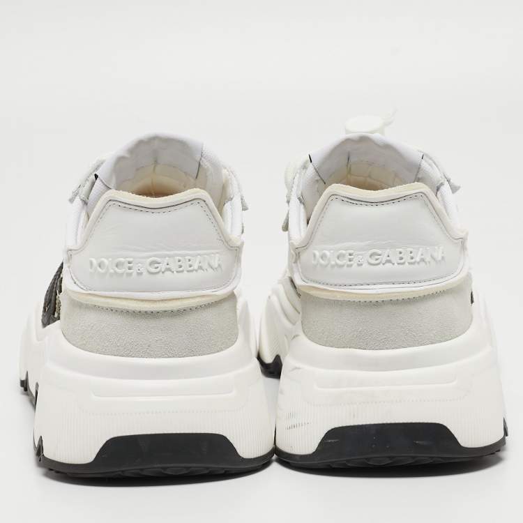 Pre Owned Dolce & Gabbana White Nylon and Leather Daymaster Sneakers Size 38