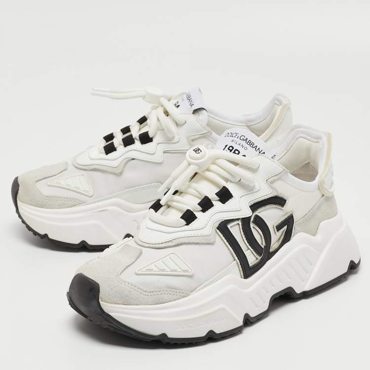 Pre Owned Dolce & Gabbana White Nylon and Leather Daymaster Sneakers Size 38