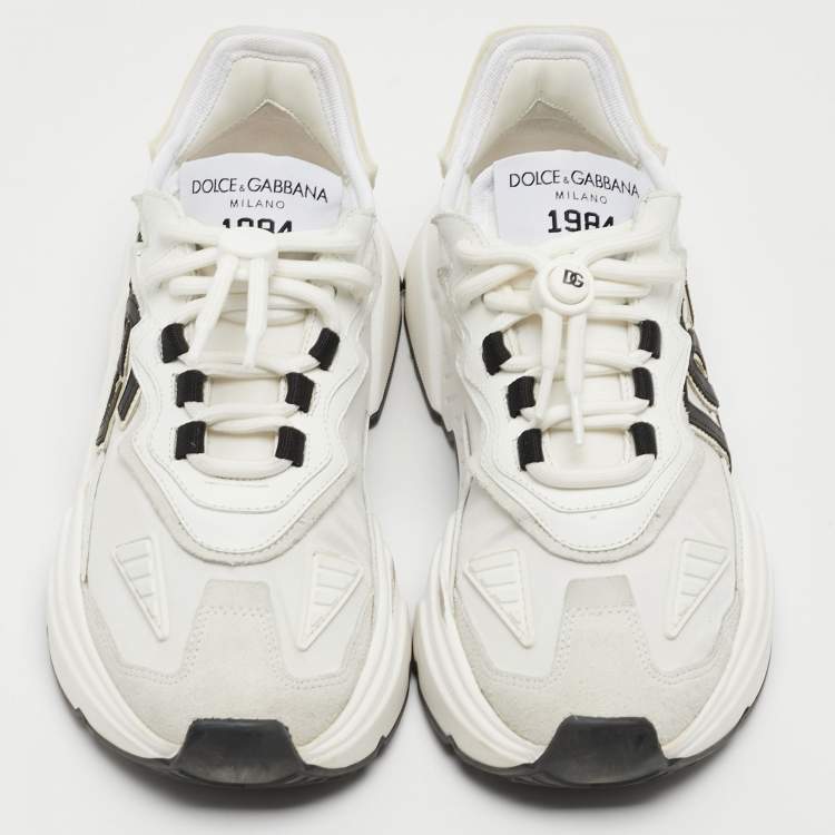 Pre Owned Dolce & Gabbana White Nylon and Leather Daymaster Sneakers Size 38