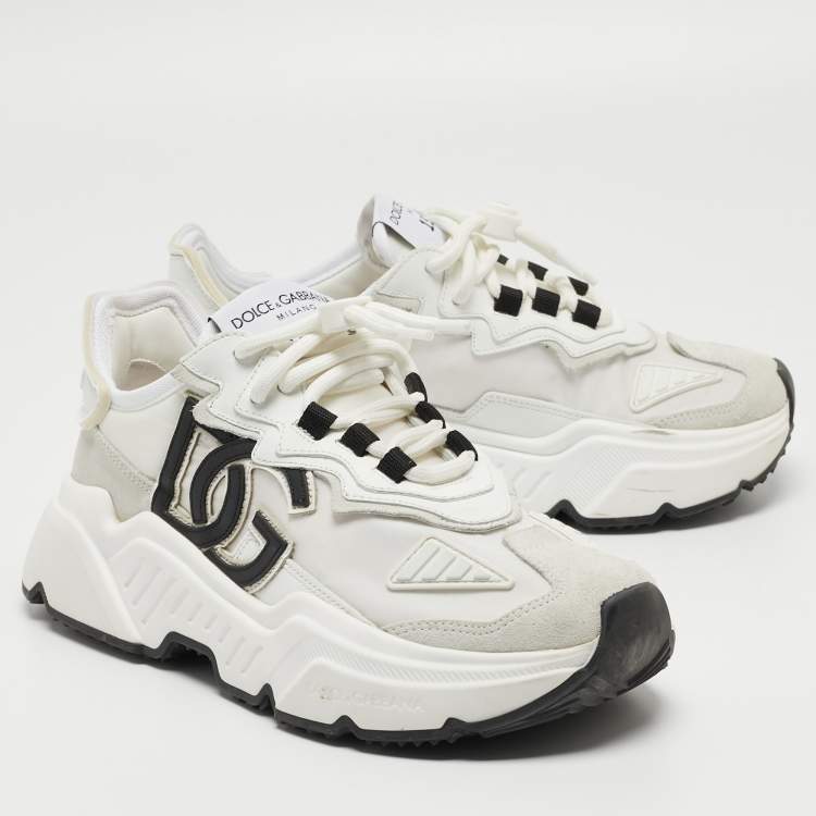Pre Owned Dolce & Gabbana White Nylon and Leather Daymaster Sneakers Size 38