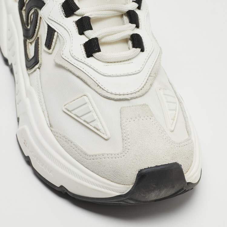 Pre Owned Dolce & Gabbana White Nylon and Leather Daymaster Sneakers Size 38