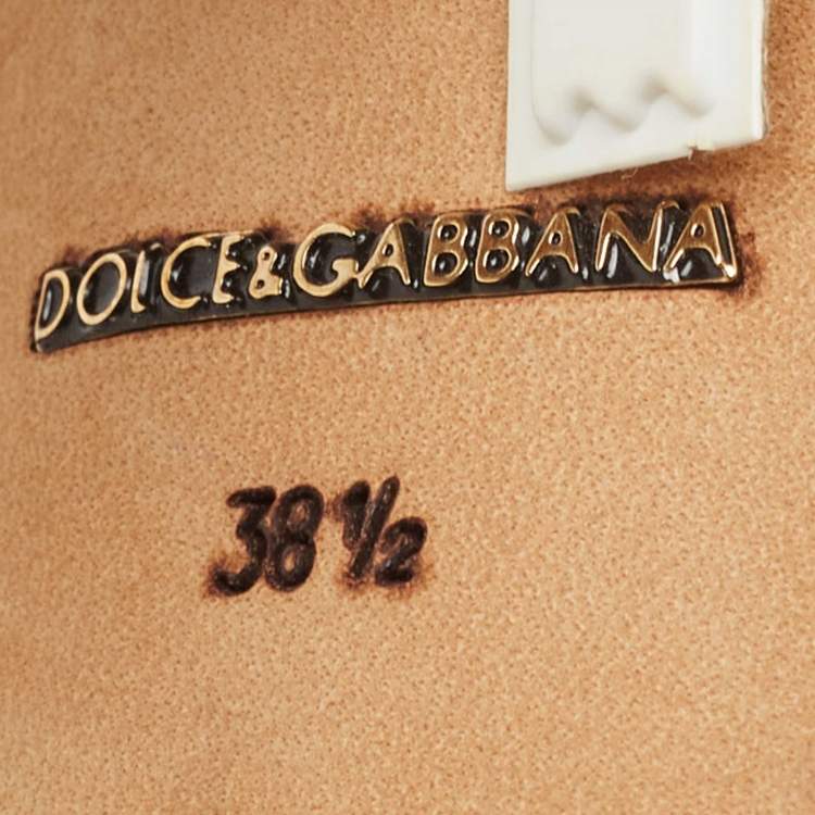 Pre Owned Dolce & Gabbana Gold Sequins Studded Heel Square Toe Pumps Size 38.5