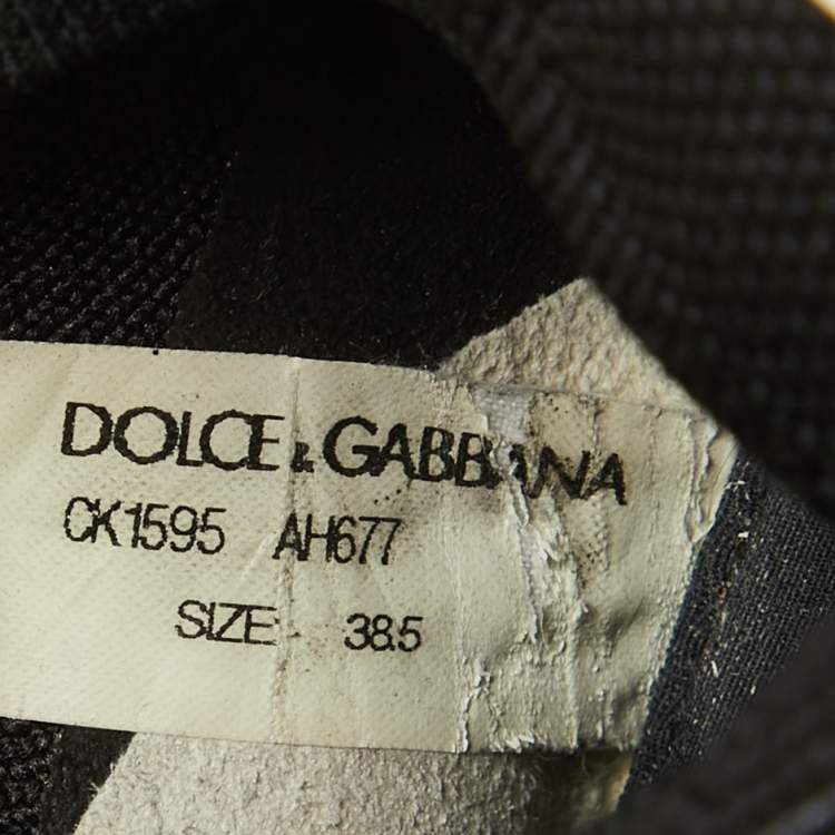 Pre Owned Dolce & Gabbana Black/White Knit Fabric Sorrento Sneakers Size 38.5