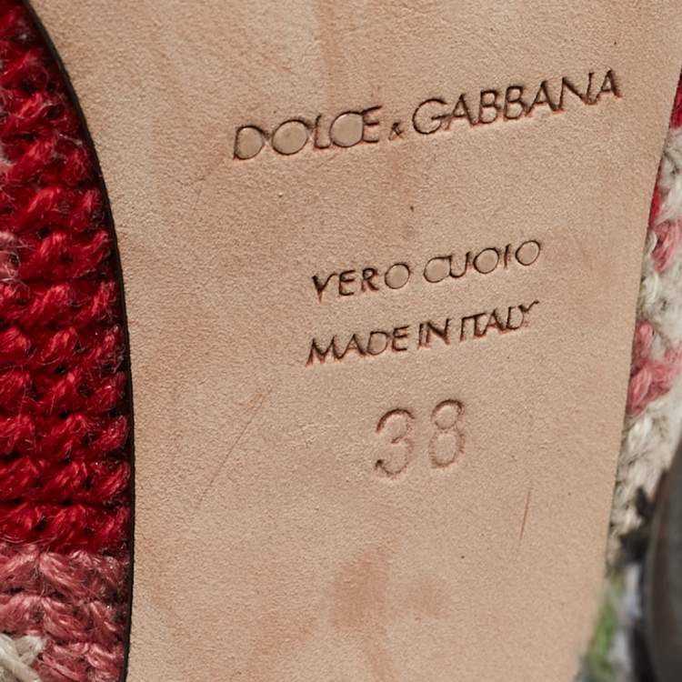 Pre Owned Dolce & Gabbana Multicolor Printed Cotton Blend Fabric Ankle Booties Size 38