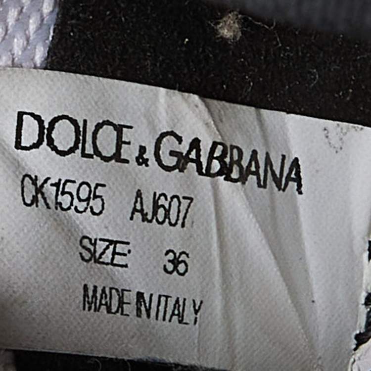 Pre Owned Dolce & Gabbana Black/White Stars Knit Fabric Sorrento Slip-On Sneakers Size 36