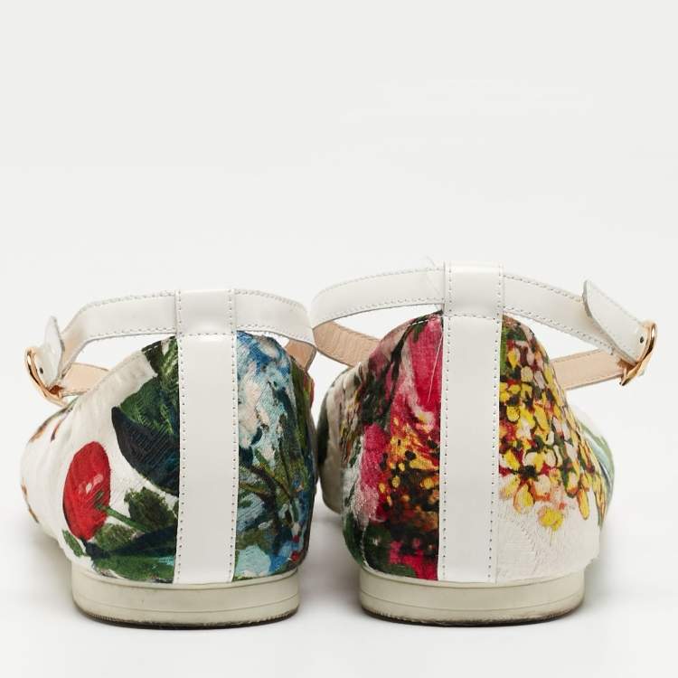 Pre Owned Dolce & Gabbana Multicolor Lurex Fabric Ballet Flats Size 38