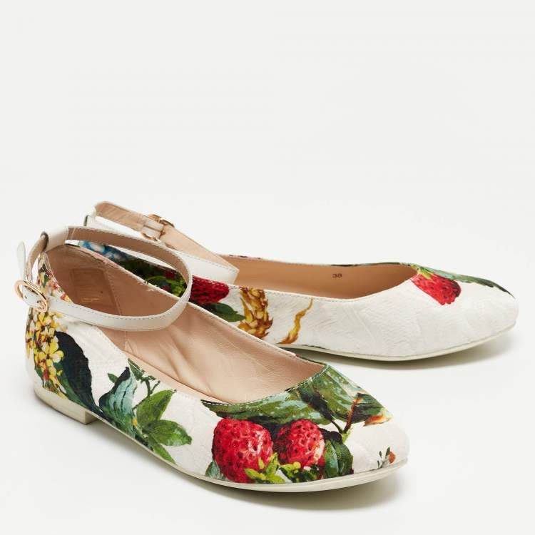 Pre Owned Dolce & Gabbana Multicolor Lurex Fabric Ballet Flats Size 38