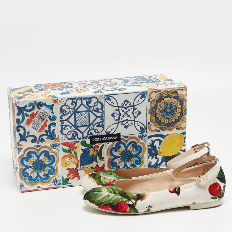 Pre Owned Dolce & Gabbana Multicolor Lurex Fabric Ballet Flats Size 38