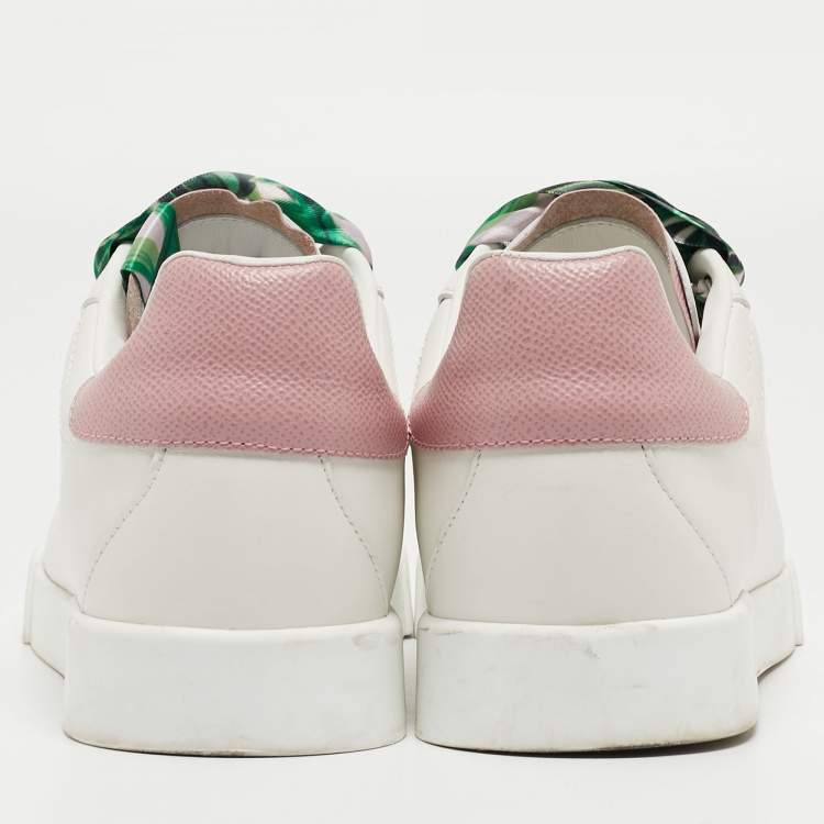 Pre Owned Dolce & Gabbana Pink/White Leather Low Top Sneakers Size 39
