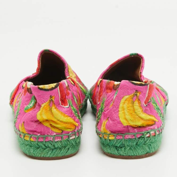 Pre Owned Dolce & Gabbana Pink Lurex Fabric Espadrille Flats Size 38