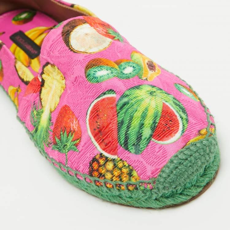 Pre Owned Dolce & Gabbana Pink Lurex Fabric Espadrille Flats Size 38