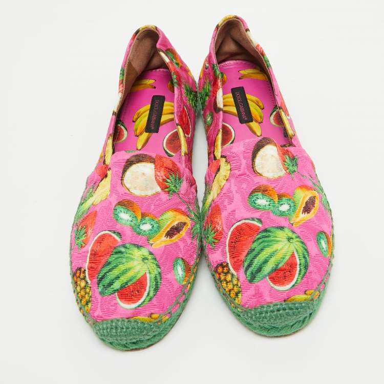 Pre Owned Dolce & Gabbana Pink Lurex Fabric Espadrille Flats Size 38