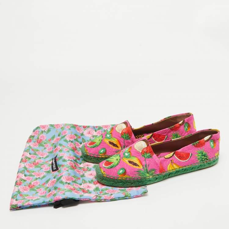 Pre Owned Dolce & Gabbana Pink Lurex Fabric Espadrille Flats Size 38