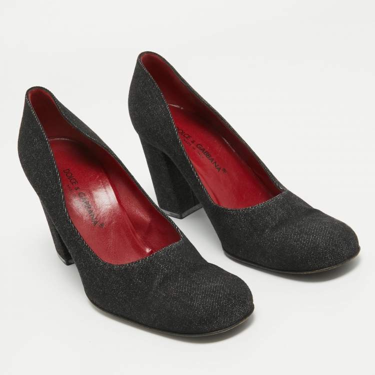 Pre Owned Dolce & Gabbana Black Denim Pumps Size 38