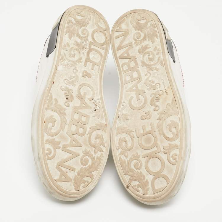 مملوكة مسبقًا Dolce & Gabbana White Leather  Portofino Sneakers Size 39 