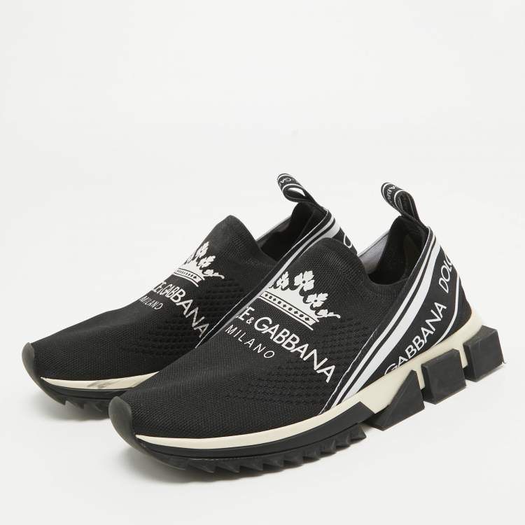 【関税&送料込】Dolce & Gabbana Black Fabric Sneakers Mixed-materials NS1 slip-on sneakers in Black for Women