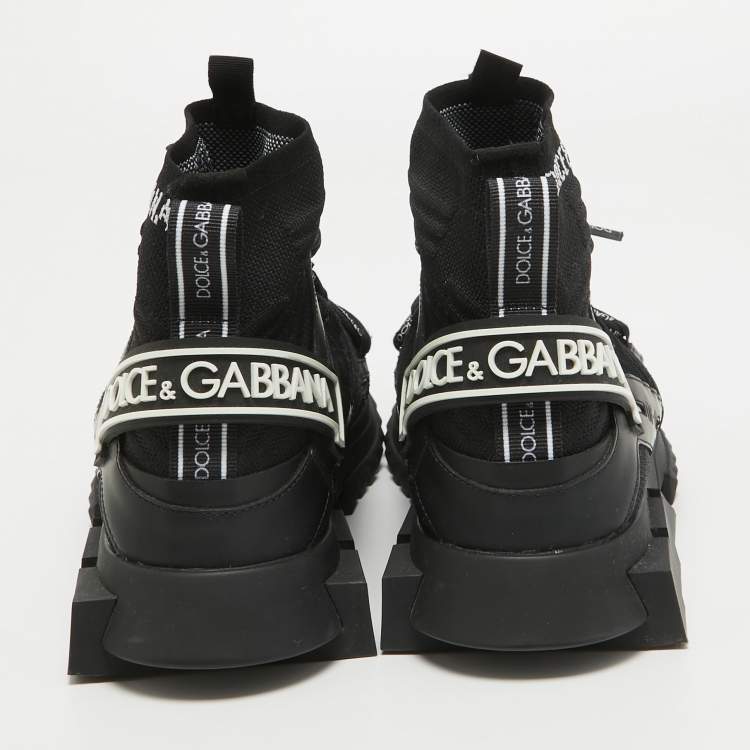 مملوكة مسبقًا Dolce & Gabbana Black Knit Fabric and Suede Sorrento High Top Sneakers Size 42.5