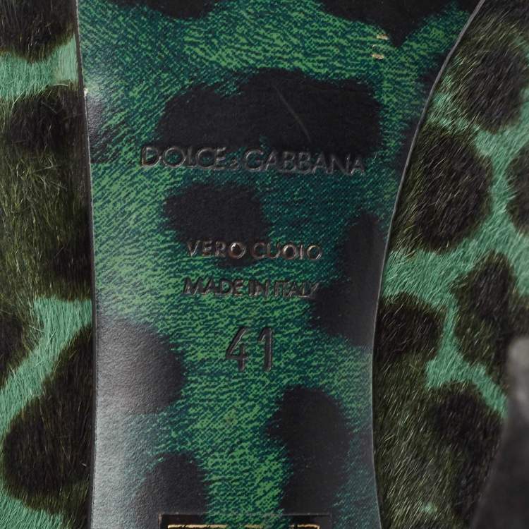 Pre Owned Dolce & Gabbana Green Calf Hair Peep Toe Pumps Size  41