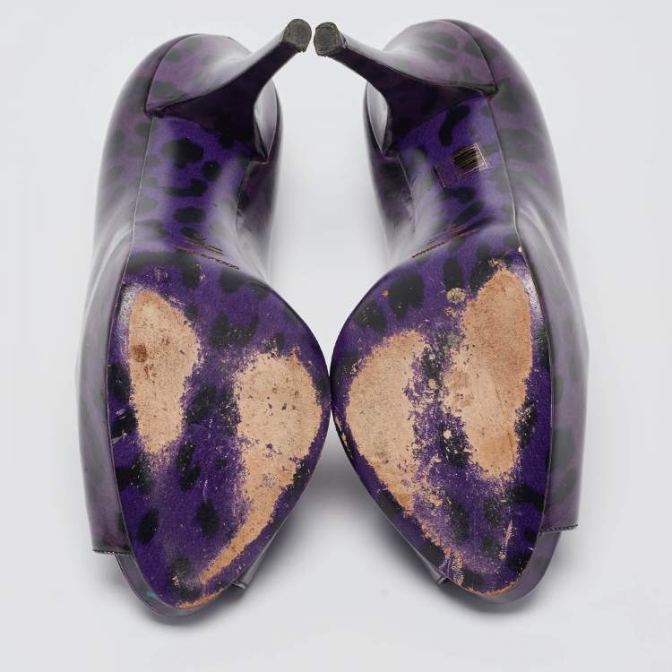 Pre Owned Dolce & Gabbana Purple Patent Peep Toe Pumps Size 41