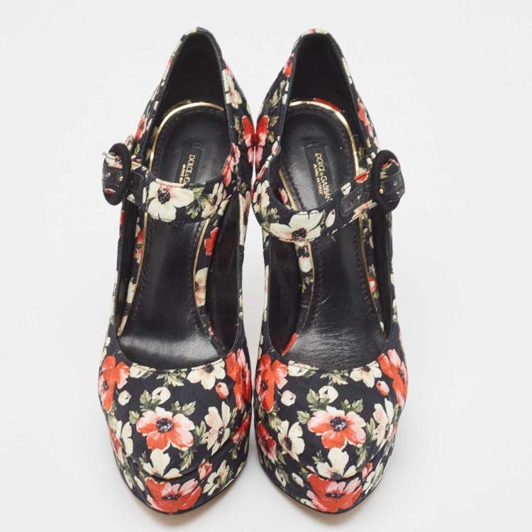 Pre Owned Dolce & Gabbana Multicolor Brocade Fabric Mary Jane Pumps Size 37.5