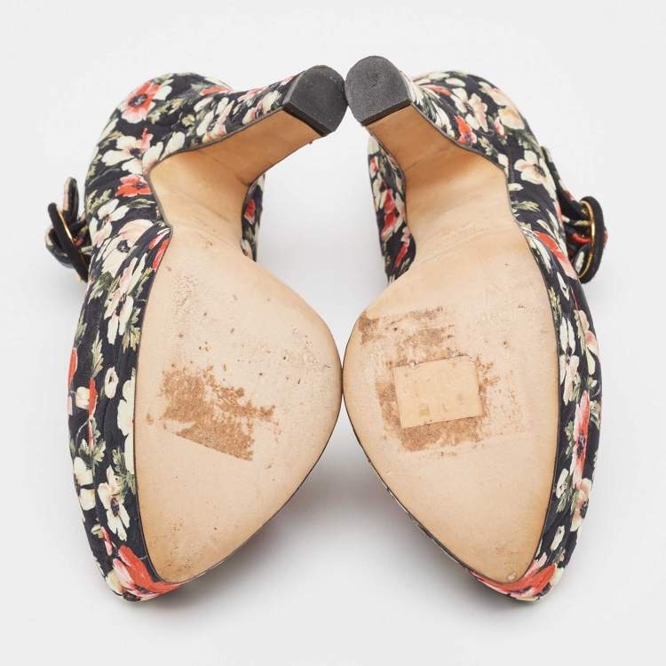 Pre Owned Dolce & Gabbana Multicolor Brocade Fabric Mary Jane Pumps Size 37.5