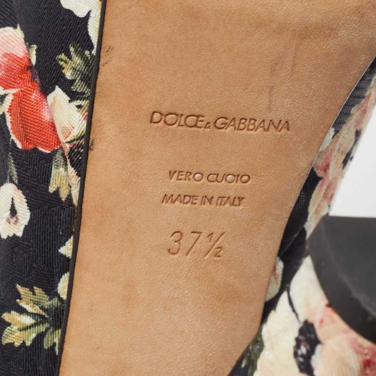 Pre Owned Dolce & Gabbana Multicolor Brocade Fabric Mary Jane Pumps Size 37.5