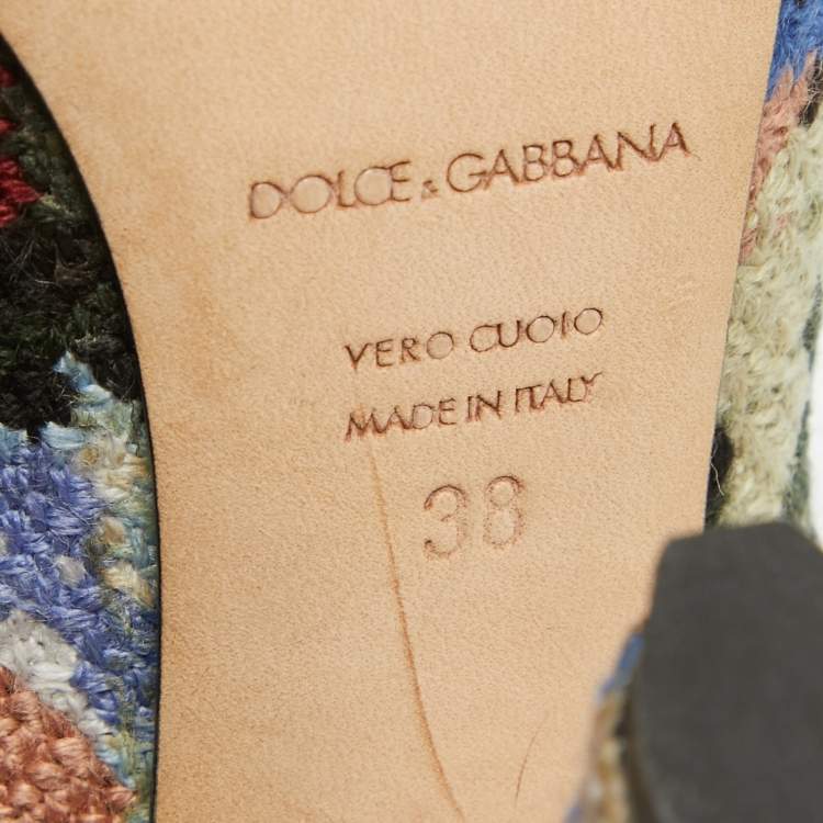 مملوكة مسبقًا Dolce & Gabbana Multicolor Knit Fabric Floral Print Block Heel Pumps Size 38