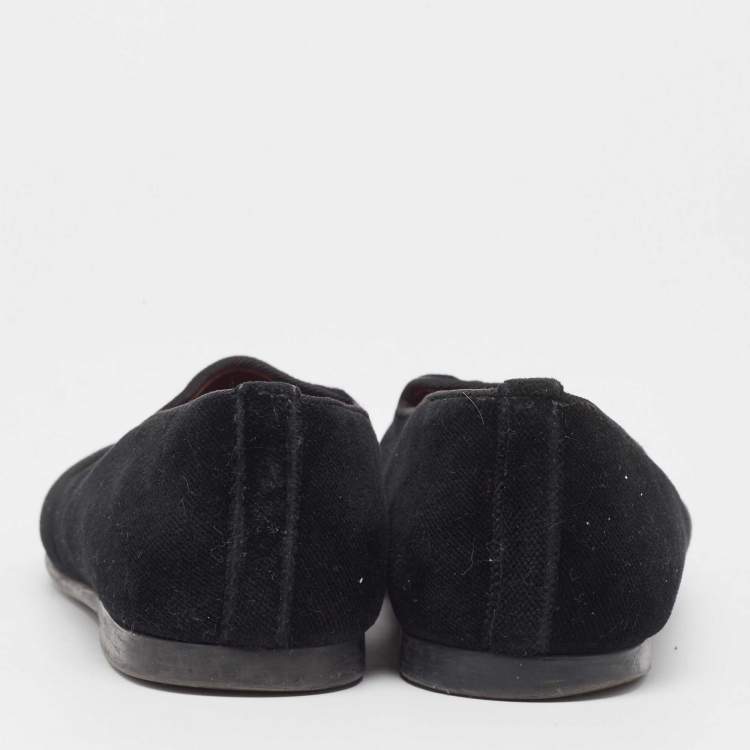 Pre Owned Dolce & Gabbana Black Velvet Embroidered Smoking Slippers Size 36