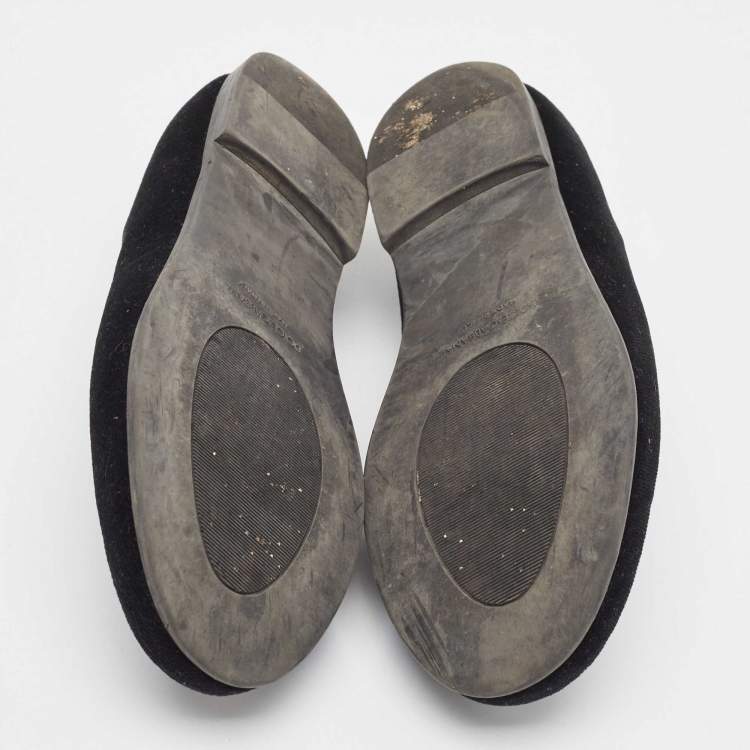 Pre Owned Dolce & Gabbana Black Velvet Embroidered Smoking Slippers Size 36