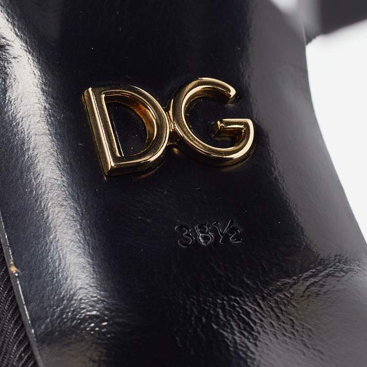 مملوكة مسبقًا Dolce & Gabbana Black Fabric Mirror Belluci Platform Sandals Size 38.5