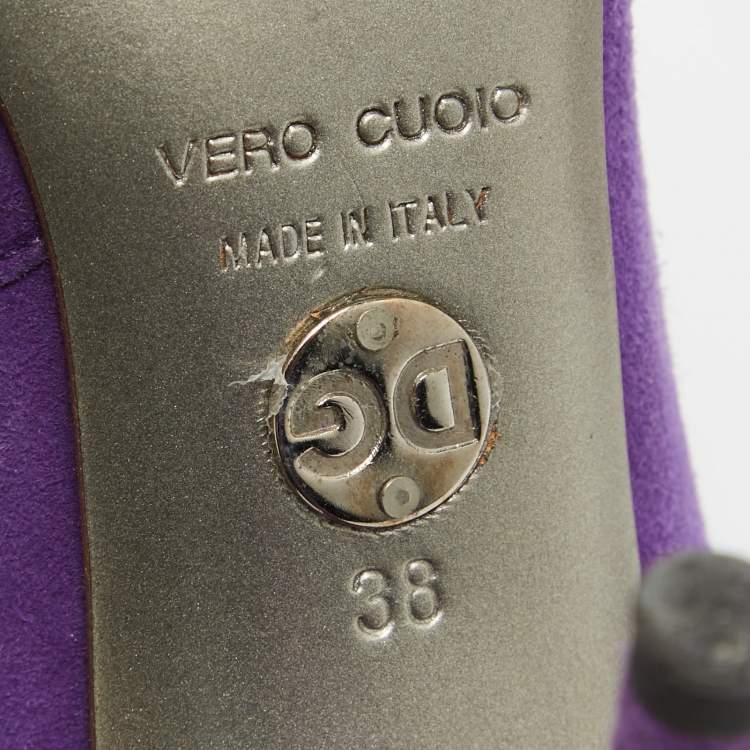 Pre Owned Dolce & Gabbana Purple Suede Open Toe Pumps Size 38
